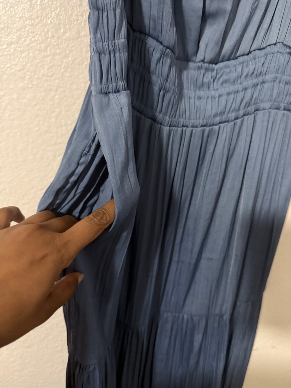 Anthropologie Sommerset Dusty Blue Tiered Maxi Dress with Flutter Sleeves M - Picture 5 of 9
